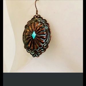 CONCHO COPPER TURQUOISE EARRINGS  ANTIQUED IN TURQUOISE